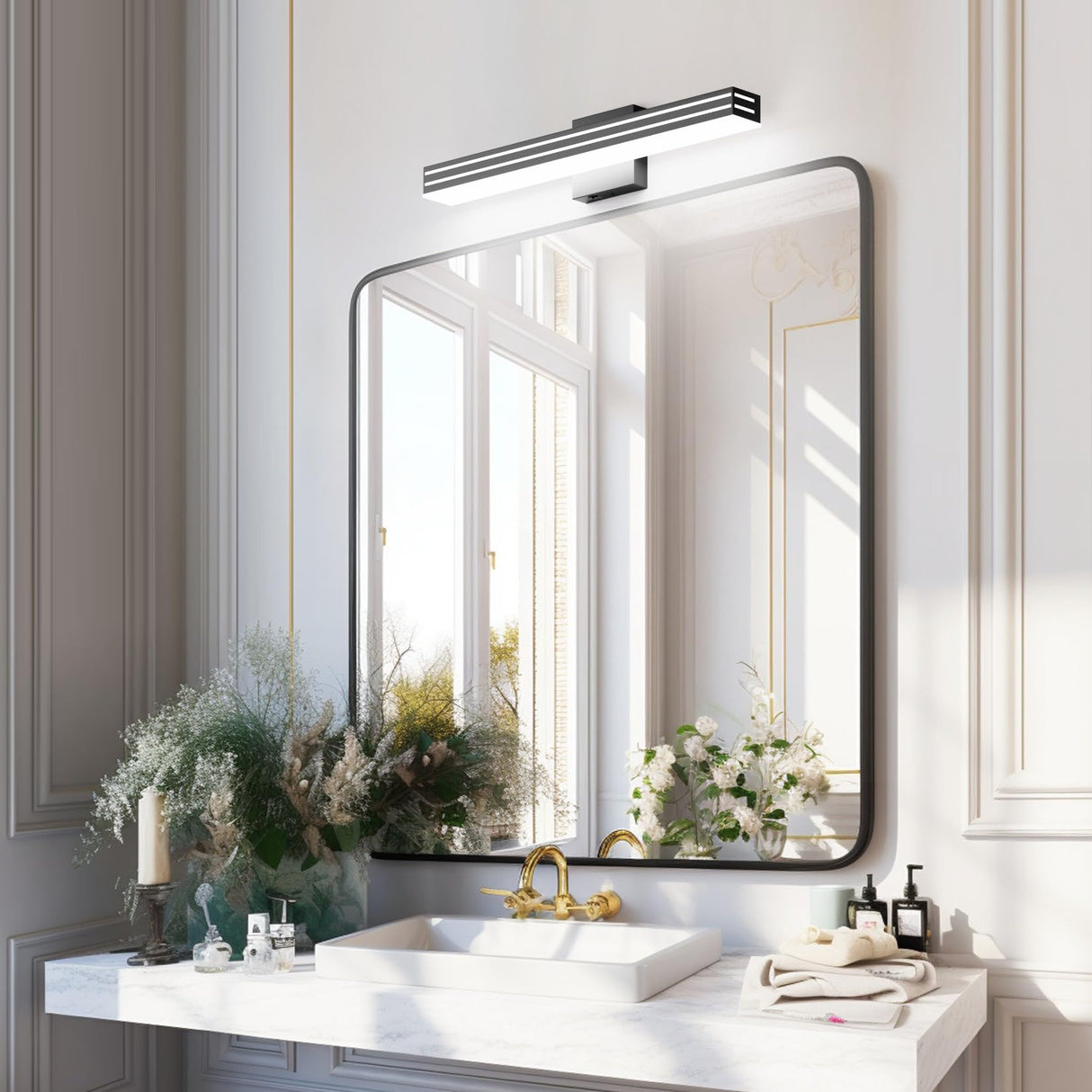Black Vanity Light 5 Color Temperature Dimmable LED Modern Bathroom Vanity Light