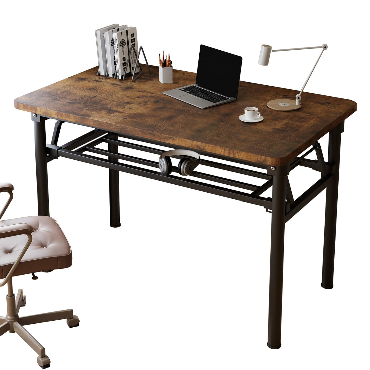 Small Folding Desk No Assembly,39.4 Inch Folding Computer Desk Small Foldable