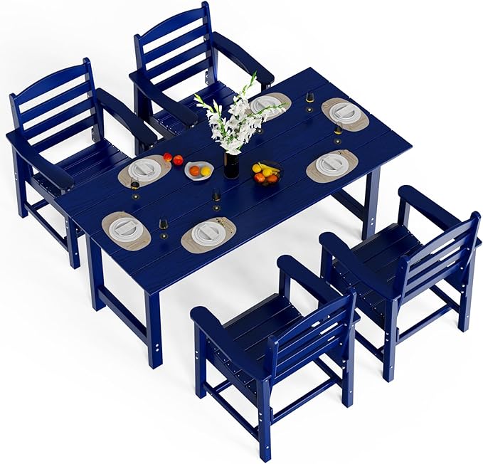 5-Piece Outdoor Patio Dining Set, Outdoor Table and Chairs Set w/Umbrella Hole