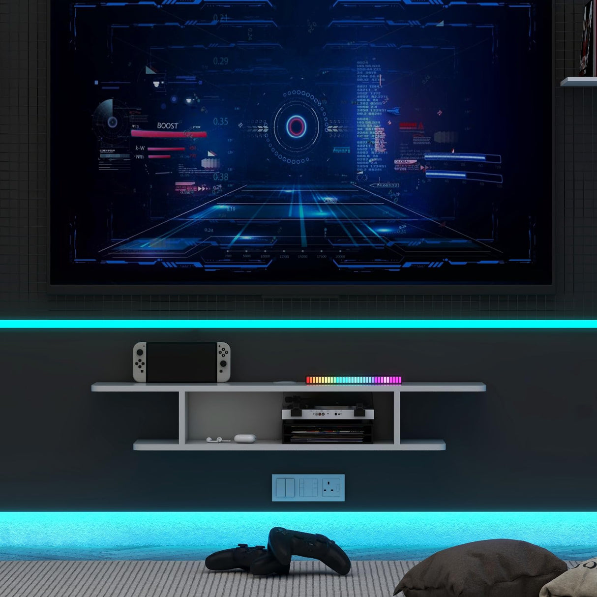 Floating TV Stand, Wall Mounted Entertainment Center and Cabinet Shelf