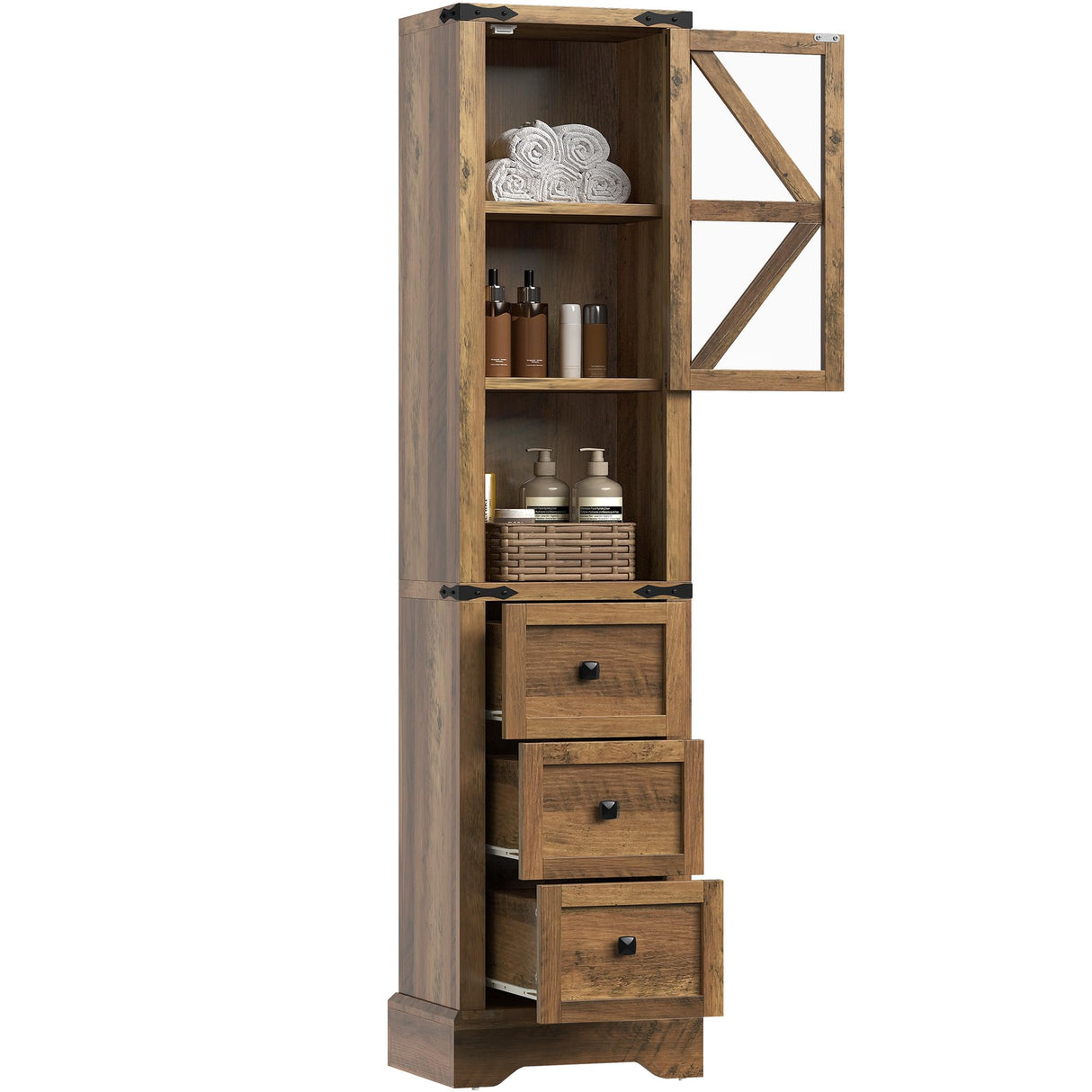 Tall Bathroom Storage Cabinet, 68" Farmhouse Storage Cabinet