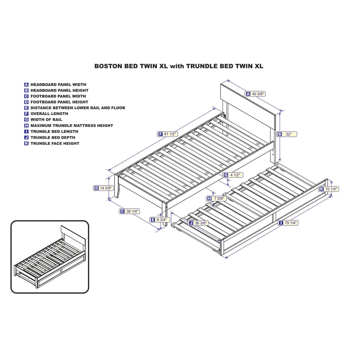 AFI Warren Solid Wood Twin Bed w/Footboard & 2 Drawers in Walnut