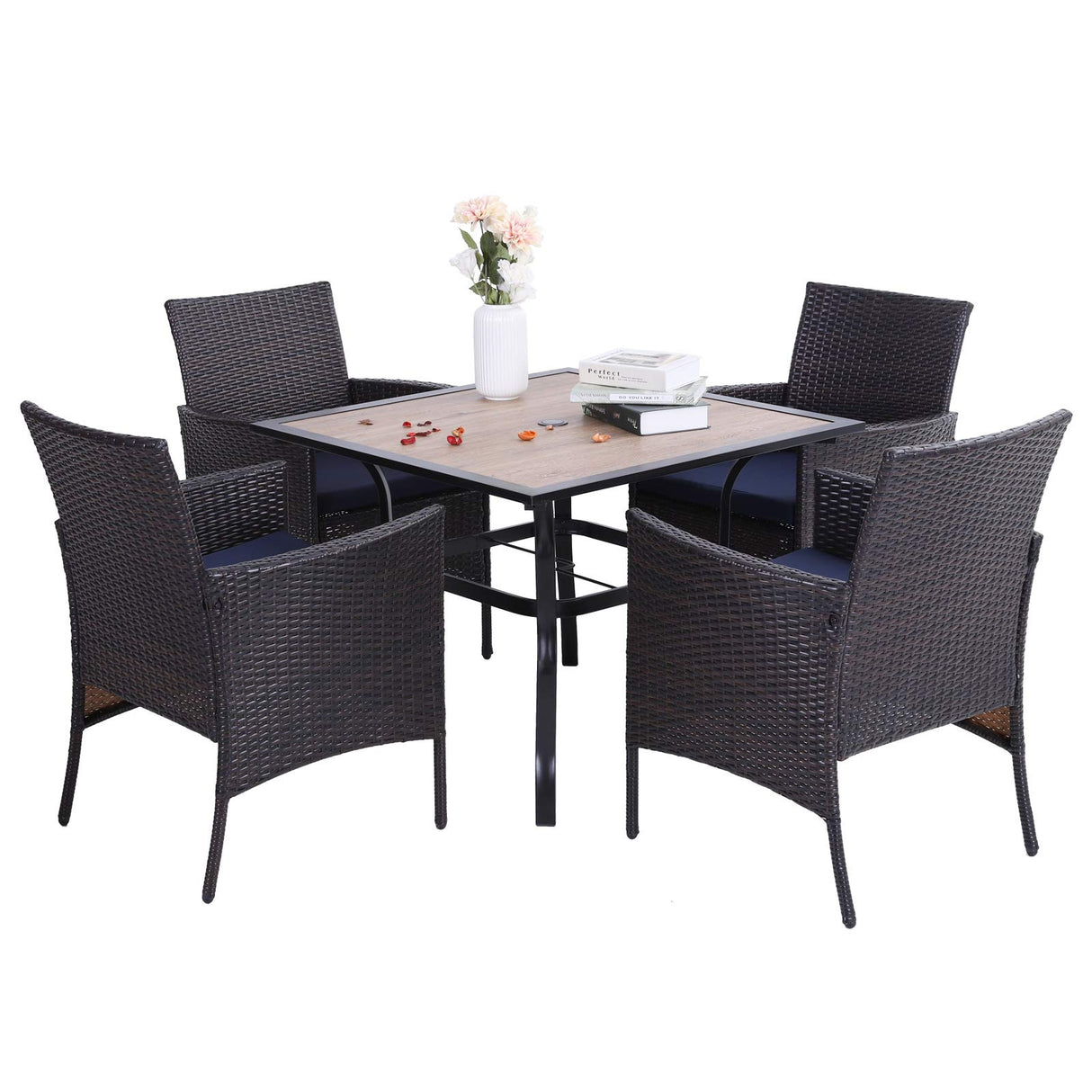 Patio Table and Chairs Set for 4, 5 Pieces Outdoor Dining Set