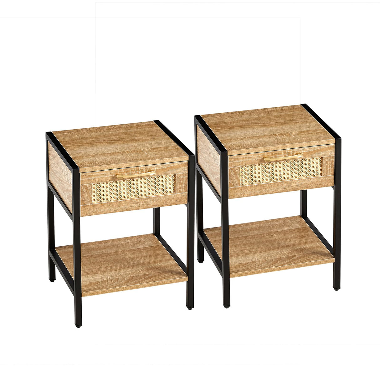Modern Rattan Nightstand Set of 2 15.74 "L x 13.58 "W x 21.26 "H
