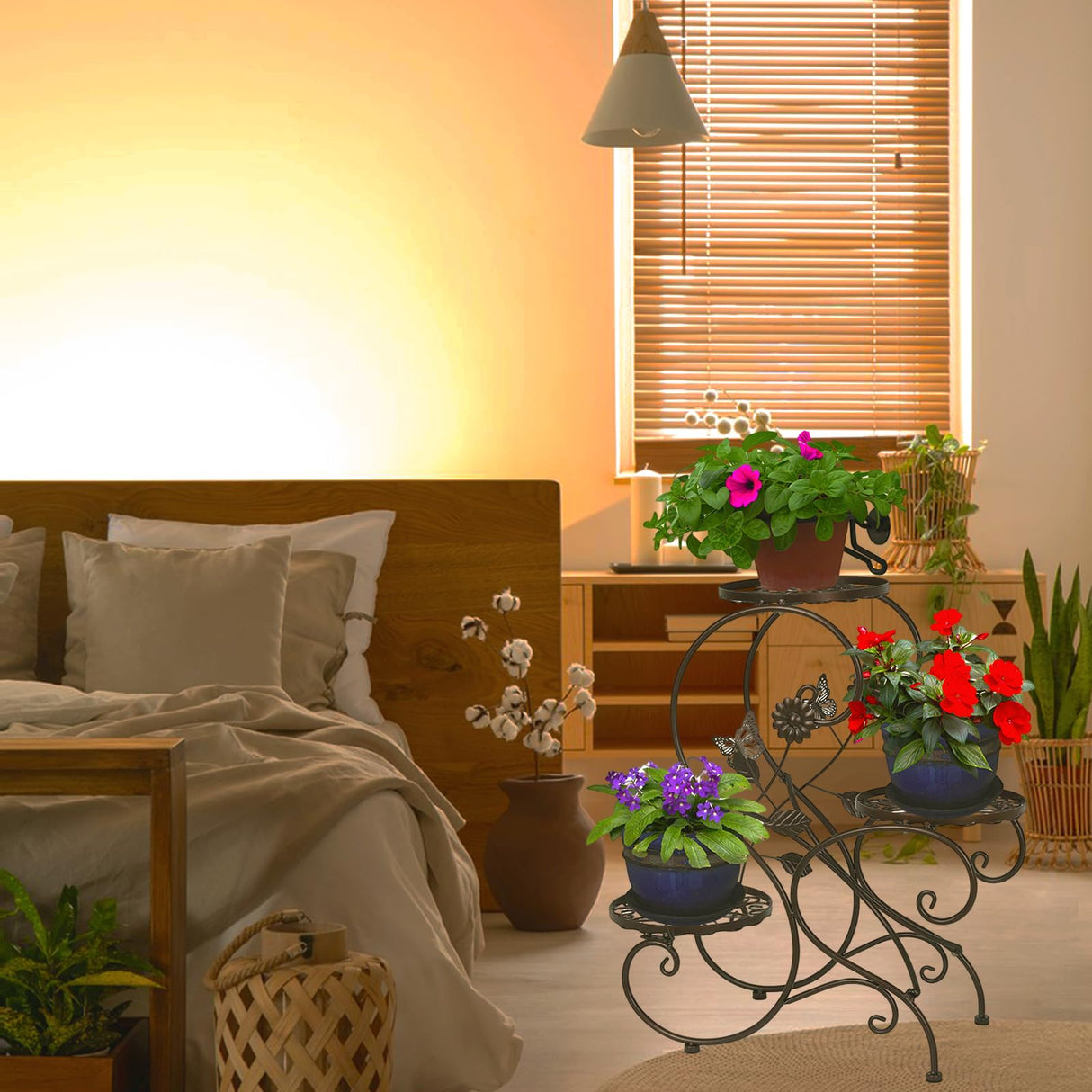 Vintage 3-Tier Metal Plant Stand – Elegant Flower Pot Holder