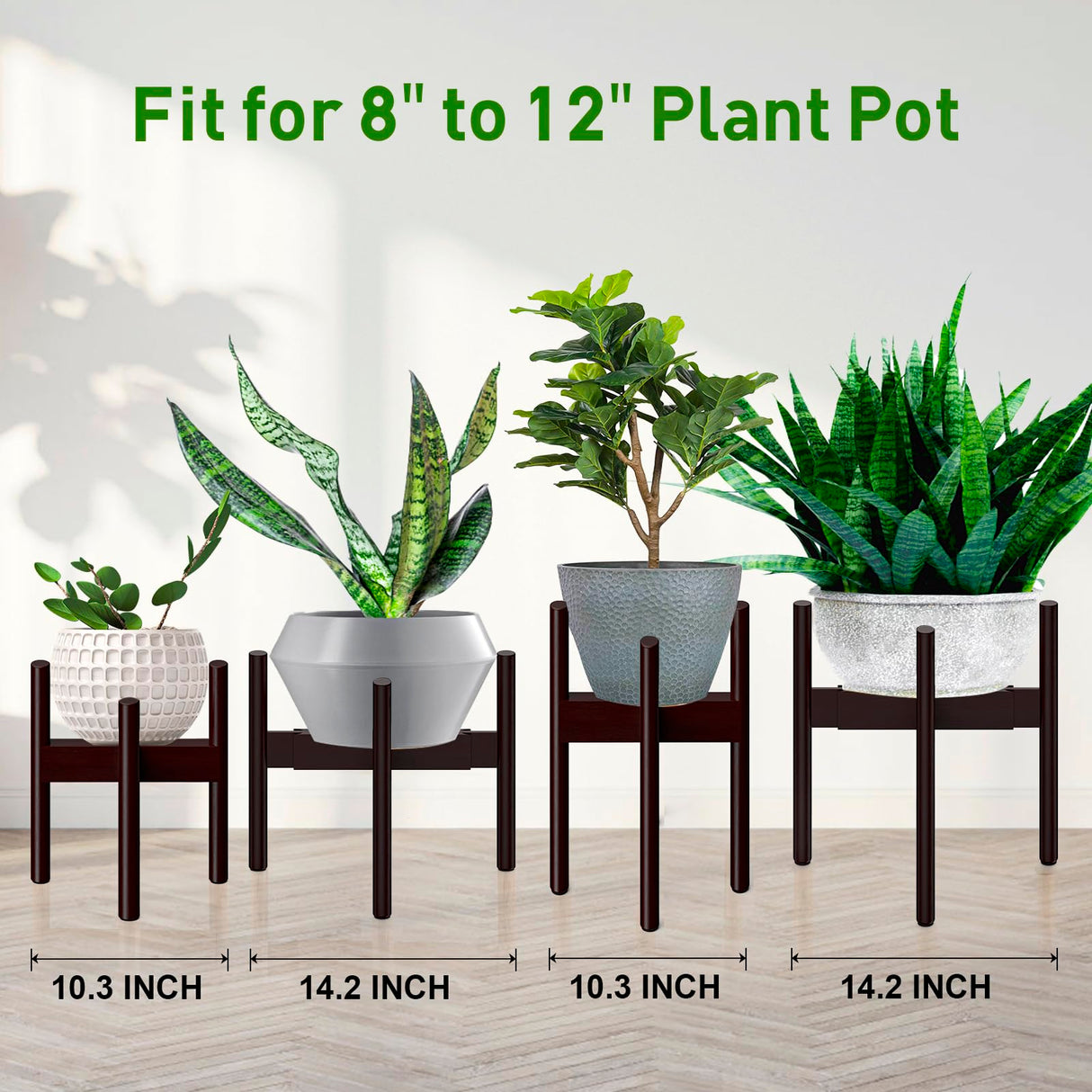 EcoHaven 2-Pack Adjustable Bamboo Plant Stands