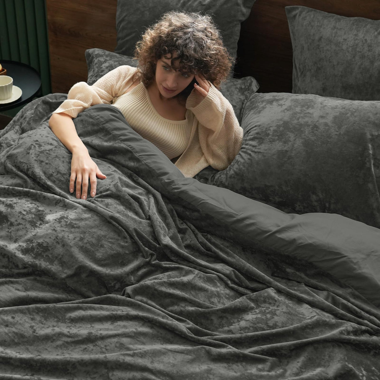 Truly Velvet Duvet Cover Set King Size, 3pcs Ultra Soft Breathable Comforter Cover Set