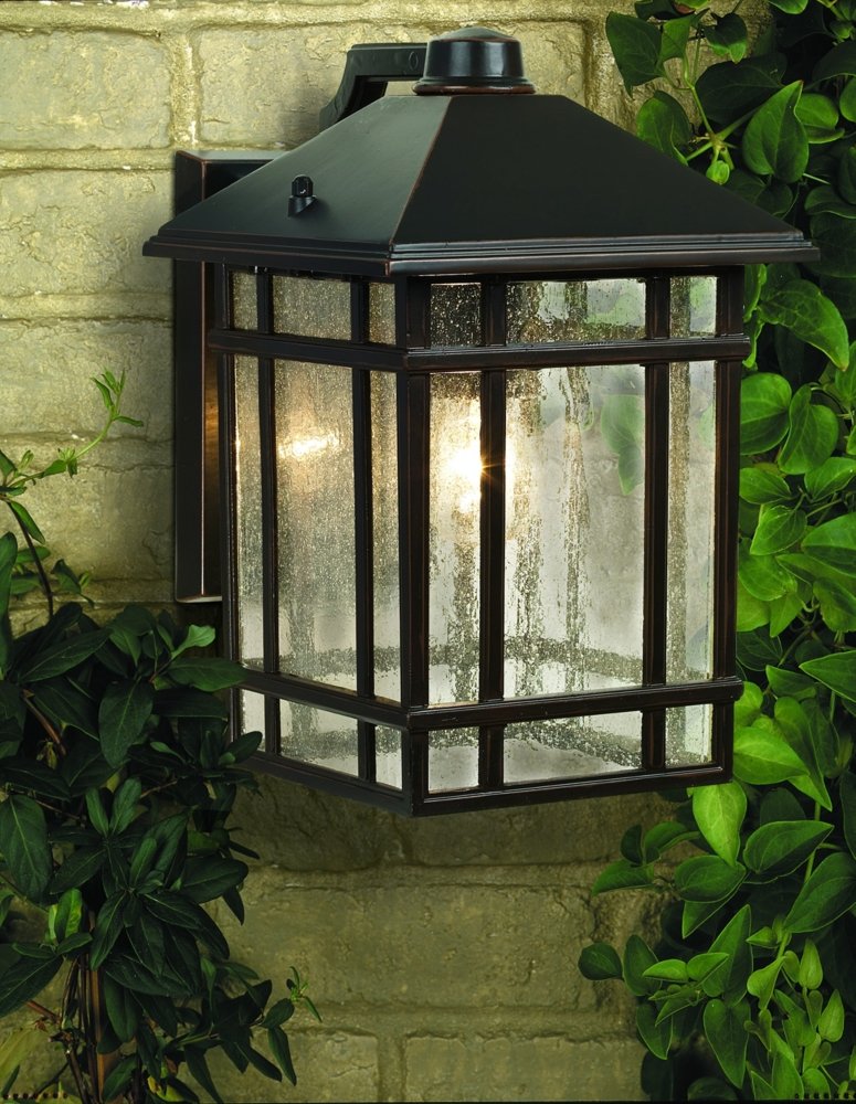 Sierra Craftsman Art Deco Outdoor Wall Light Fixture Rubbed Bronze Brown Steel
