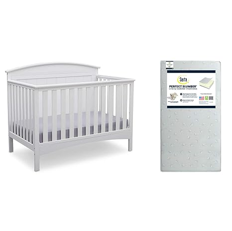 4-in-1 Convertible Crib & Changer with Drawer (Gray) – GREENGUARD Gold Certified, Crib and Changing -Table Combo, Includes Changing Pad, Converts to Toddler Bed, Daybed and Full-Size Bed
