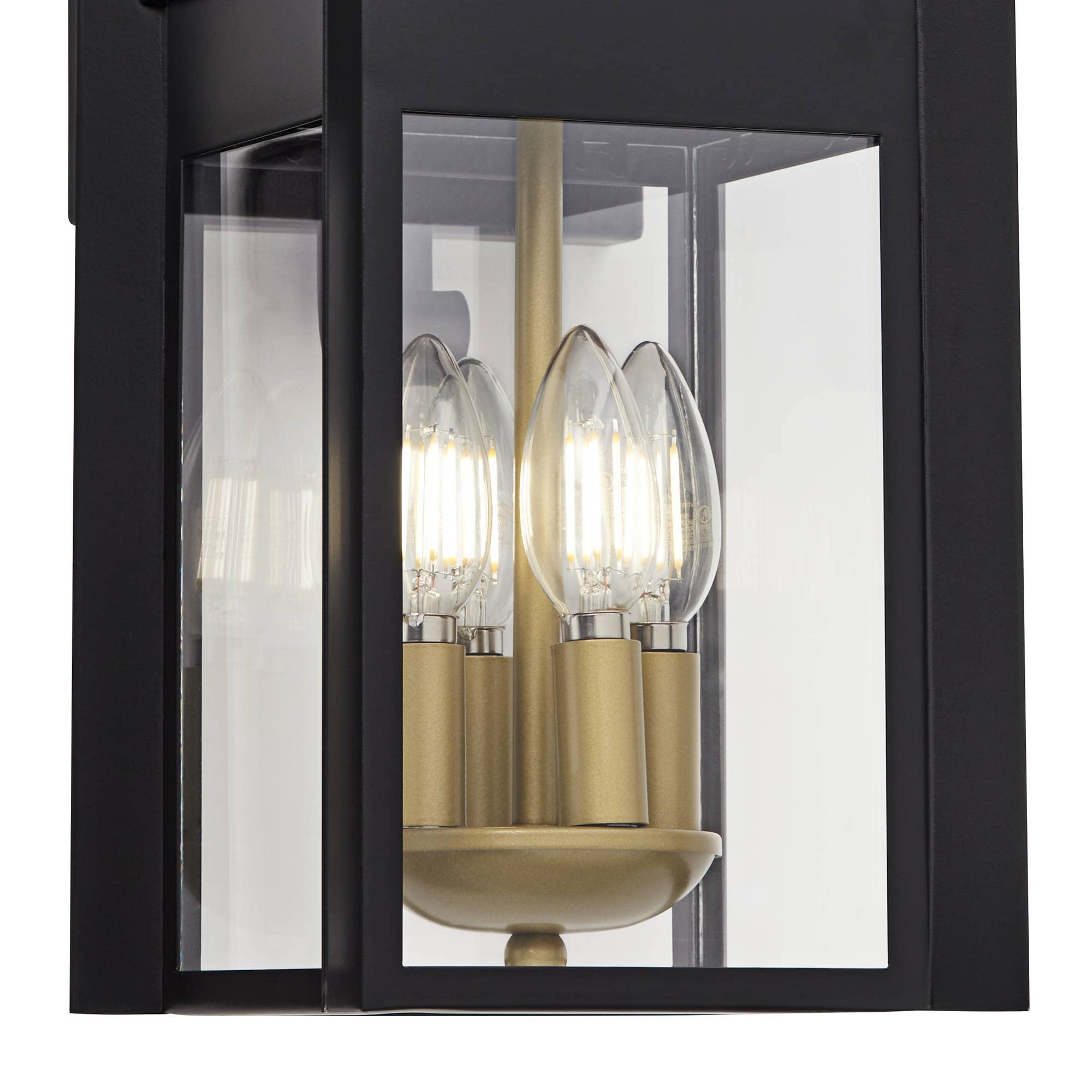 Bransford Rustic Farmhouse Outdoor Wall Light Fixture Black 4-Light 21 1/2" Clear Glass