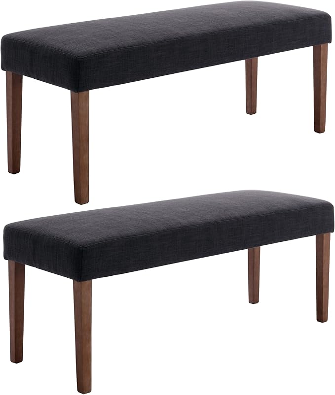 Farmhouse Linen Upholstered Dining Bench