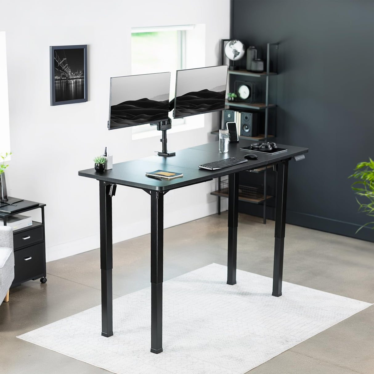 Electric Height Adjustable 71 x 30 inch Memory Stand Up Desk, Black Extra Deep Table Top