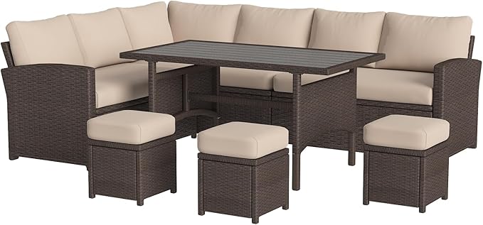 7 Pieces Patio Furniture Set, Outdoor Sectional Sofa Conversation Set