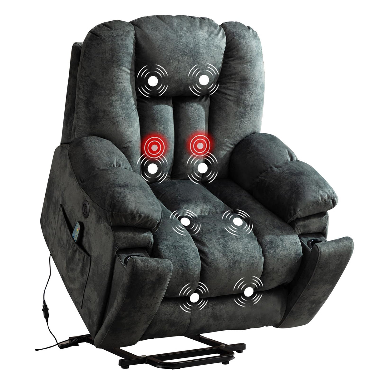 Large Power Lift Recliner Chair with Massage, Heat, and USB for Elderly
