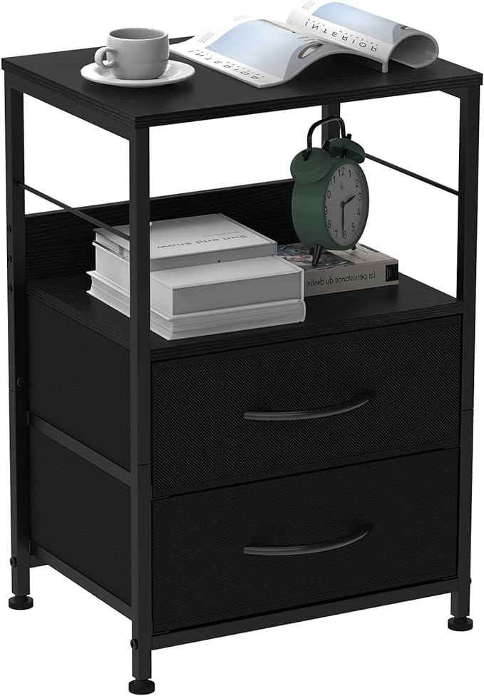 Nightstand with 4 Drawers, End Table