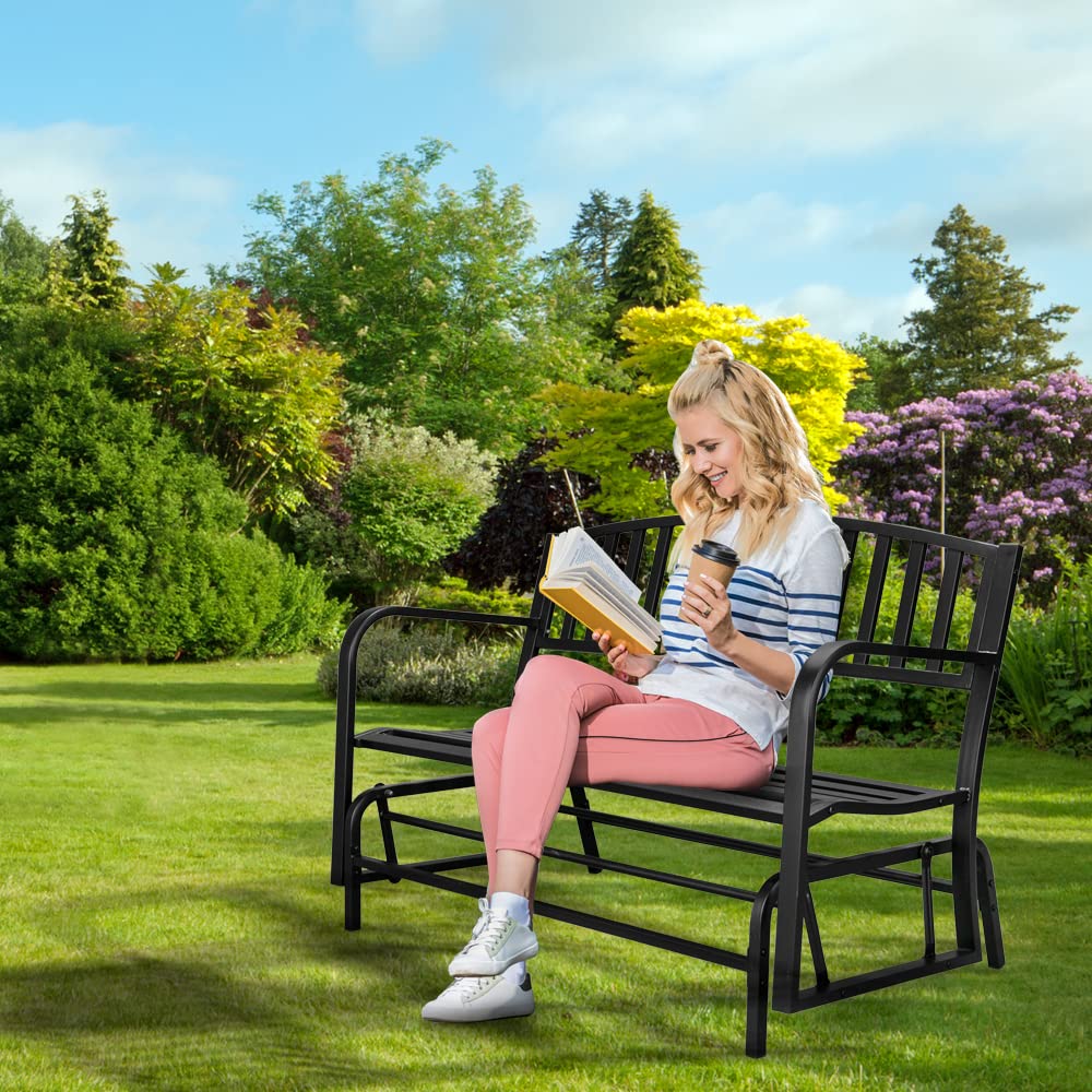 50 inch Outdoor Glider Bench Metal Outdoor Bench Porch Glider Rocking Bench