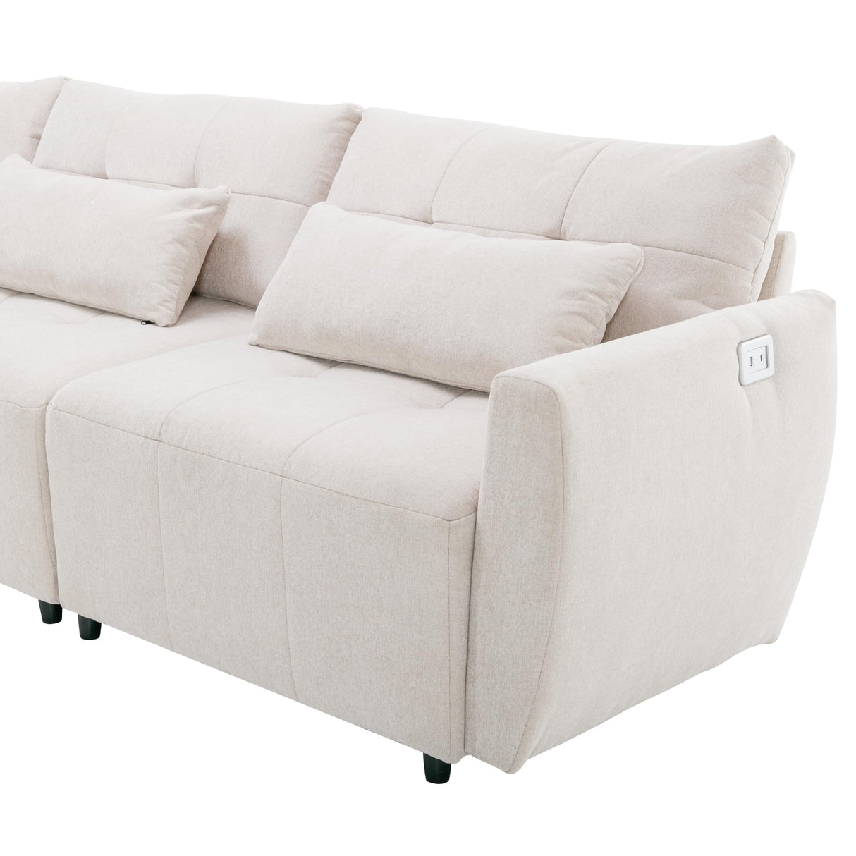Modular Sectional Sofa with Movable Ottoman and USB Ports