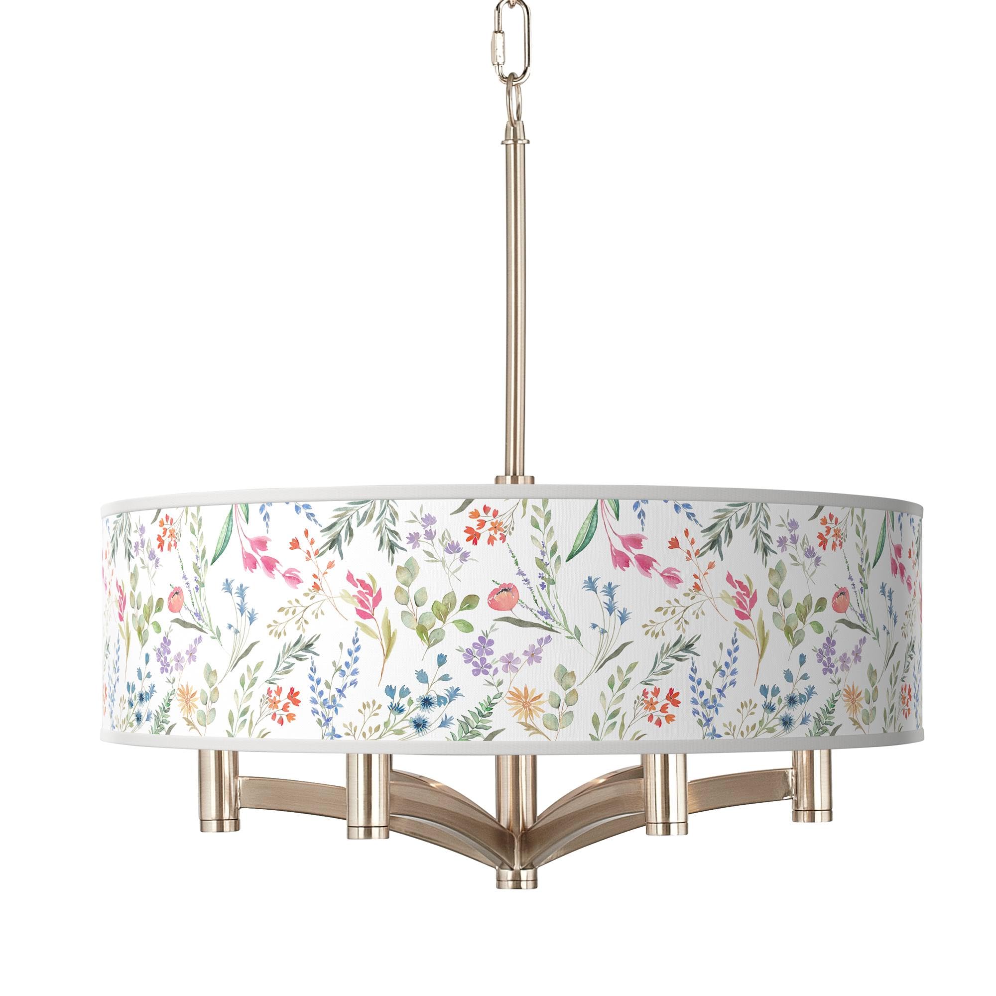 Spring's Joy Ava 6-Light Nickel Pendant Chandelier with Print Shade