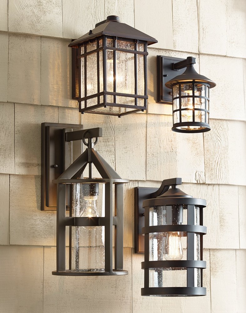 Sierra Craftsman Art Deco Outdoor Wall Light Fixture Rubbed Bronze Brown Steel