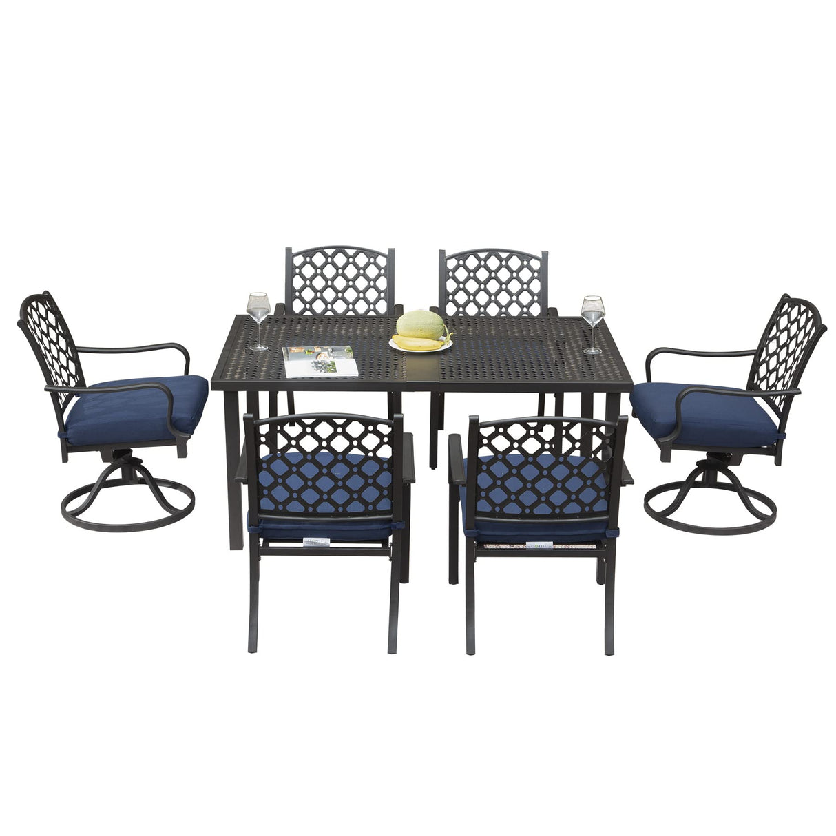 7 Pieces Patio Dining Sets All-Weather Metal Outdoor Modern Dining Sets with Table