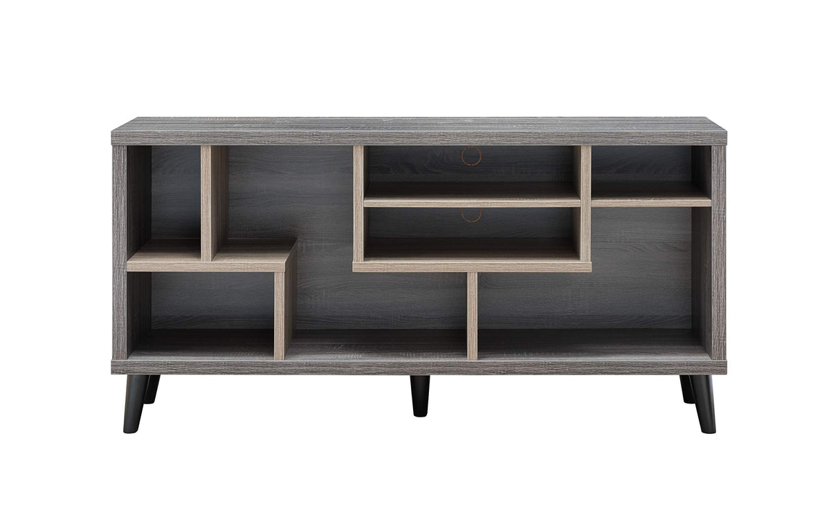 TV Stand, Distressed Grey & Light Oak