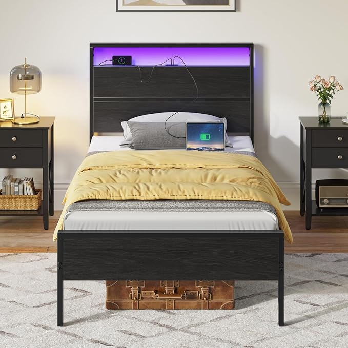 LumiCharge Twin LED Bed Frame – Smart Sleep with USB & Ambient Lights