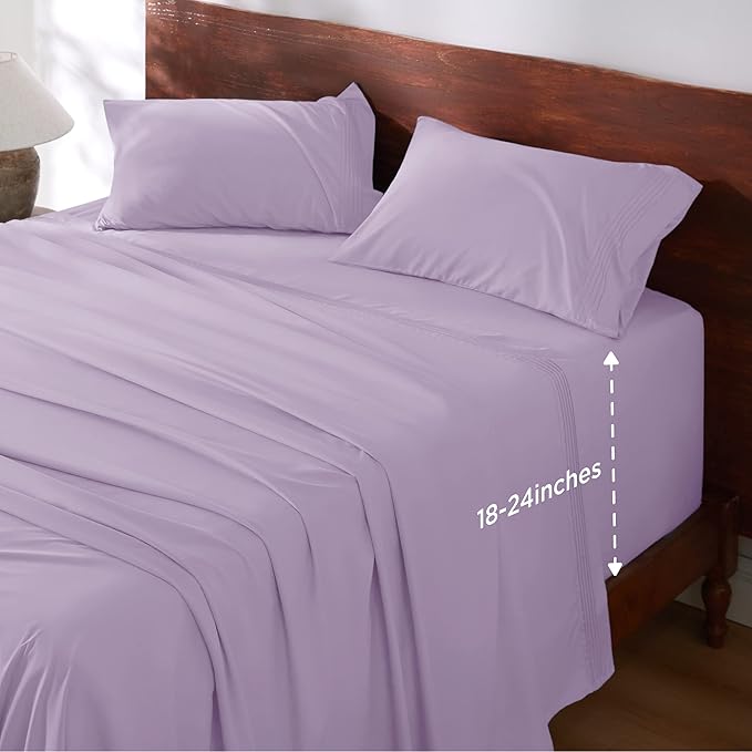 Deep Pocket Queen Sheets Set - Fits Mattresses Up to 21" Thick
