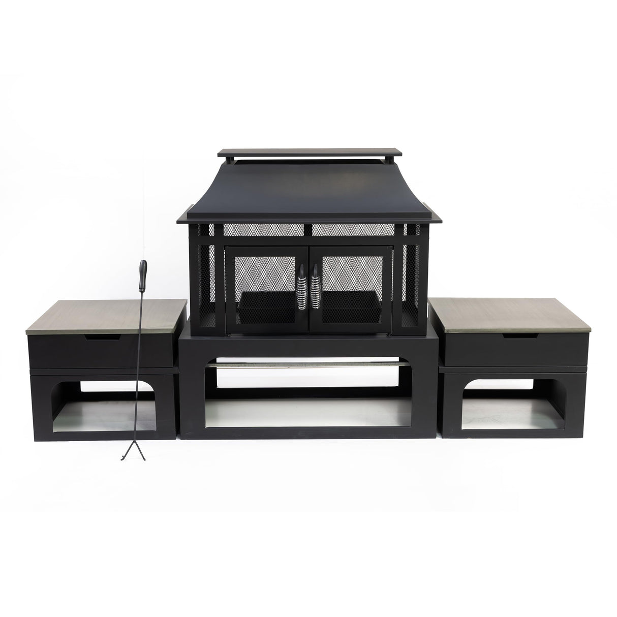 70 Inch Rectangular Outdoor Fireplace - Steel Woodburning Fireplace