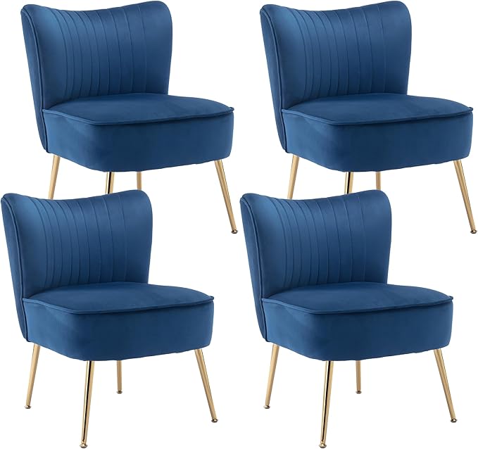 Modern Velvet Upholstered Accent Chair Set of 2,Mid Century Living Room Chairs
