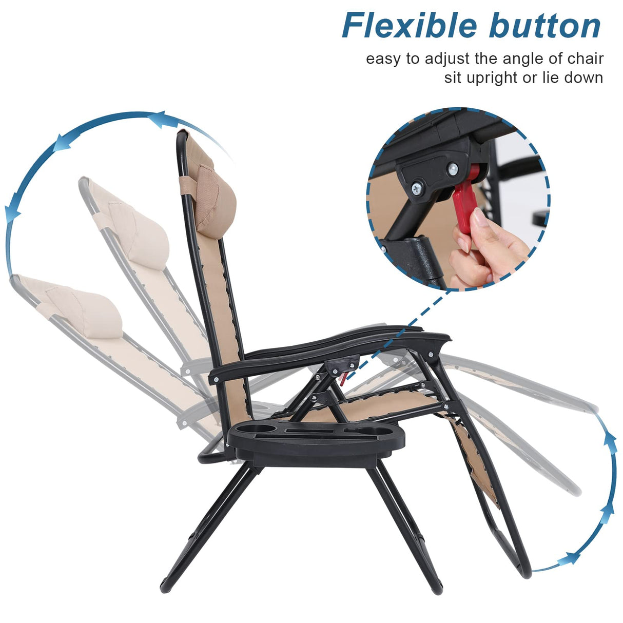 GravityNest Folding Zero Gravity Recliner – Headrest & Multi-Angle Lock