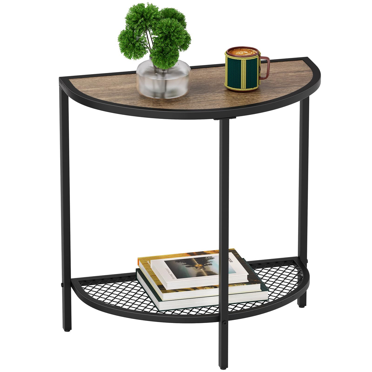 Small Side Table 19.7'' Half Moon Side Tables for Living Room