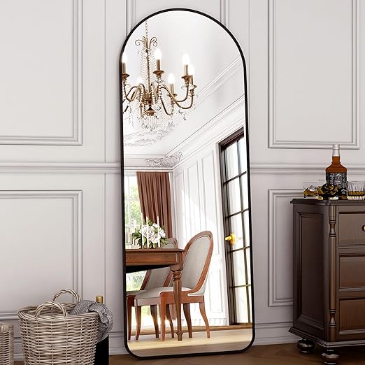 64"x21" Arched Full Length Mirror Free Standing Leaning Mirror Hanging Mounted Mirror Aluminum Frame