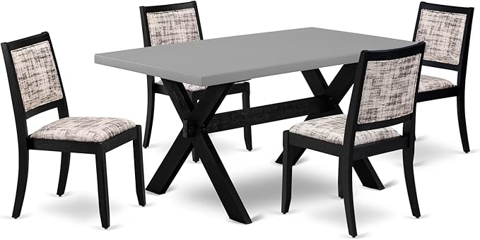 X697DR124-6 6 Piece Dining Set Contains a Rectangle Dining Room Table with X-Legs