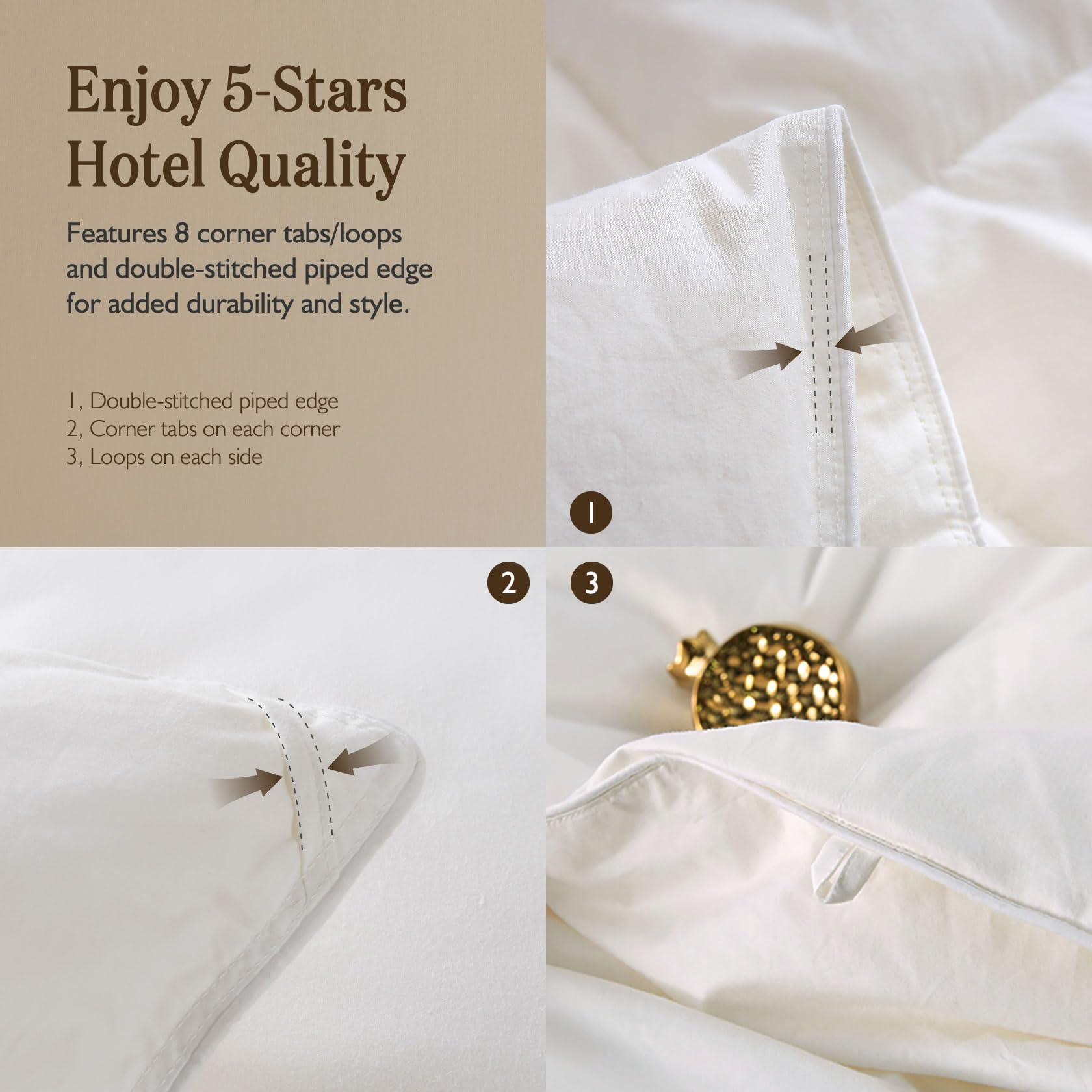 Organic Down Comforter King Size Fluffy Duvet Insert for All-Season | Hotel Luxury 100%