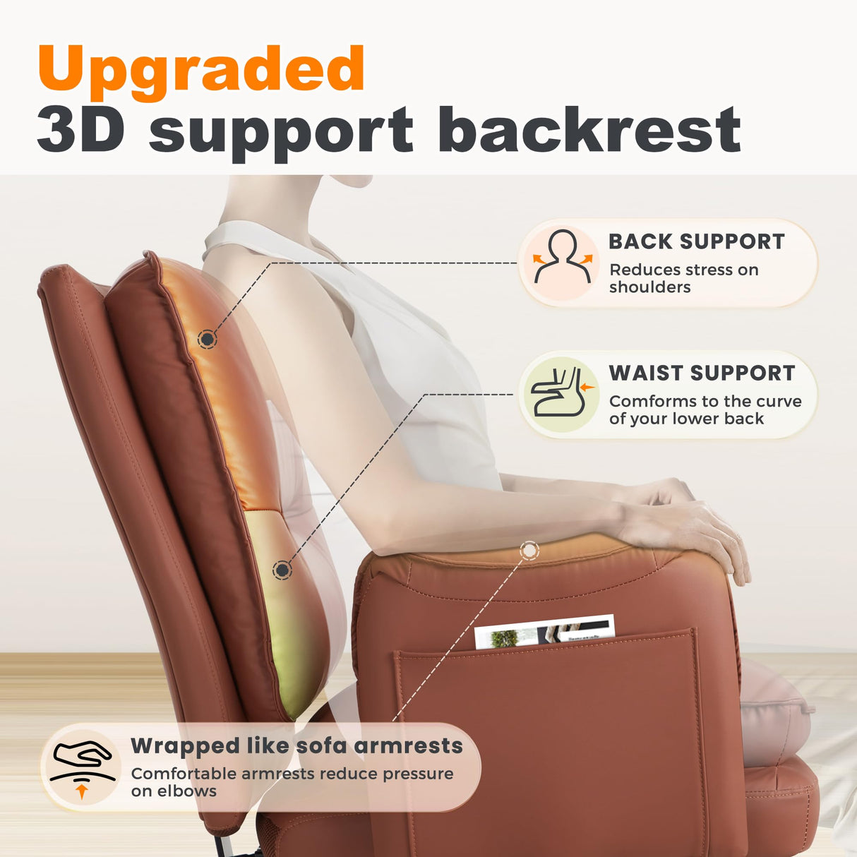 Heavy Duty Big and Tall Executive Office Chair - 400lbs Capacity