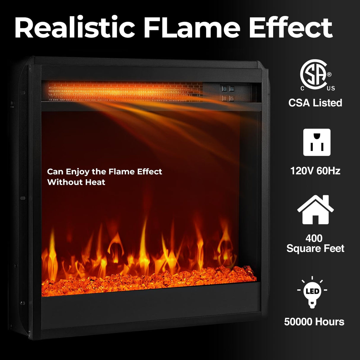 Fireplace TV Stand with Led Lights and Power Outlets, Entertainment Center