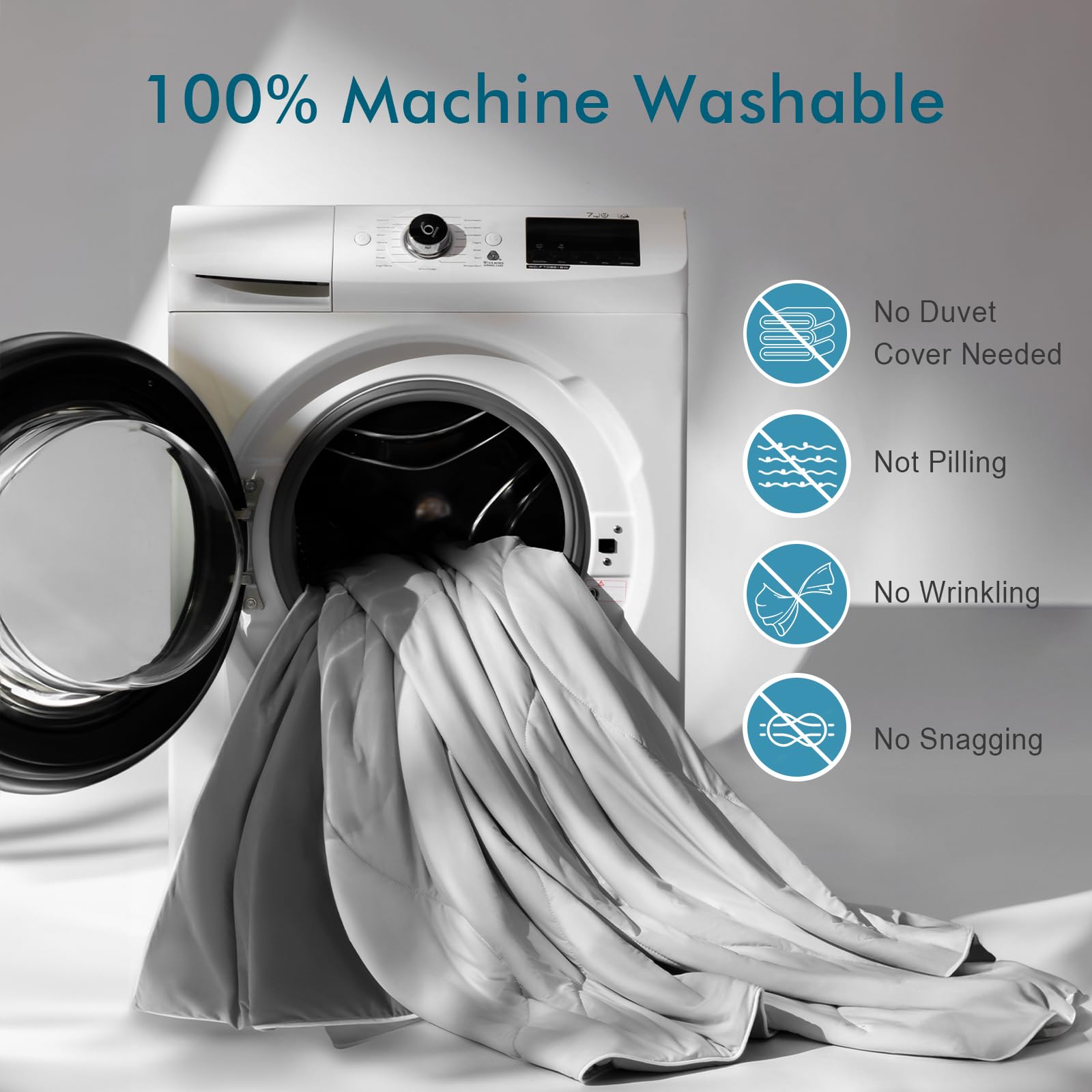 DWR Luxury Cooling Comforter for Hot Sleepers and Night Sweats, Quick Cool Down, Super Breathable Lightweight Blanket with Natural Silk Blend Filling, Q-Max>0.4, King Size 106"x90", Gray