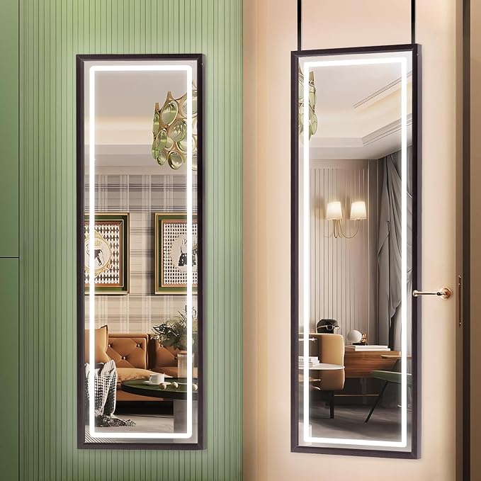 Door Mirror Full Length, Over The Door Hanging Lighted Mirror