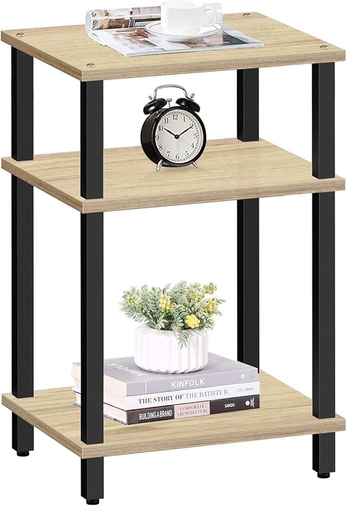 End Table with Charging Station, Side Table with USB Ports and Outlets, Nightstand, 3