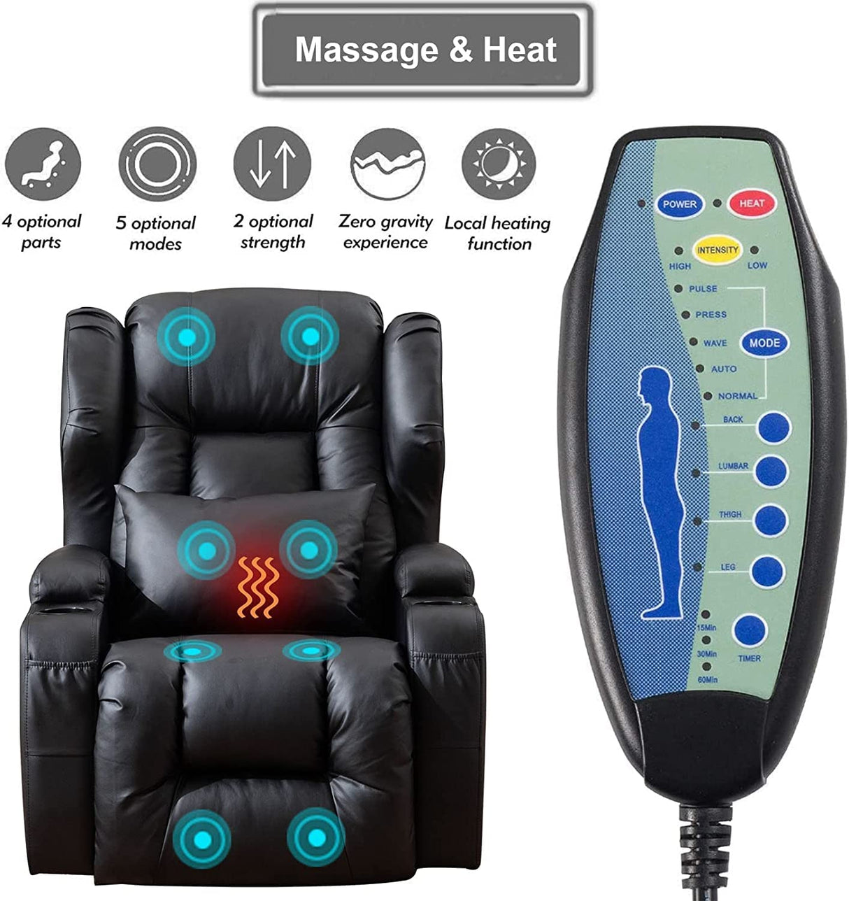 Electric Power Recliner Chair with Massage and Heat Recliner Chairs for Adults
