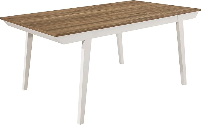 Nogales Rectangular Wood Dining Table - 71 Inch Acacia Brown Top with Coastal Gray Flared Legs