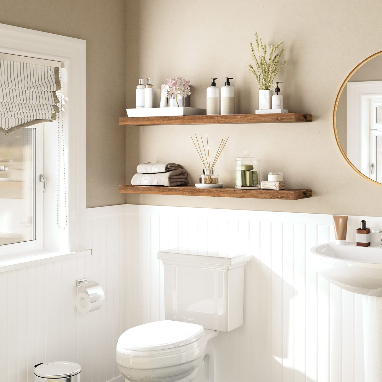 Floating Shelves, Wall Shelf Set of 2, Hanging Shelves with Invisible Brackets