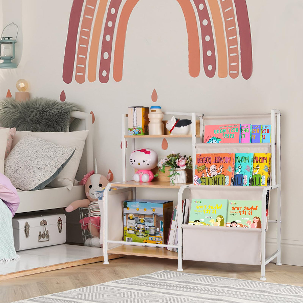 Bookshelf and Toy Storage Organizer, 3 Tier Book Shelf for Kids Rooms, Nursery Book