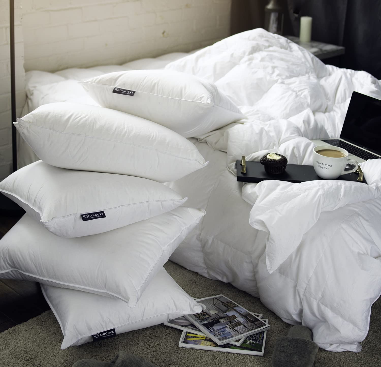Sleeping Pillow, Filled with Premium Down, 600 Fill Power