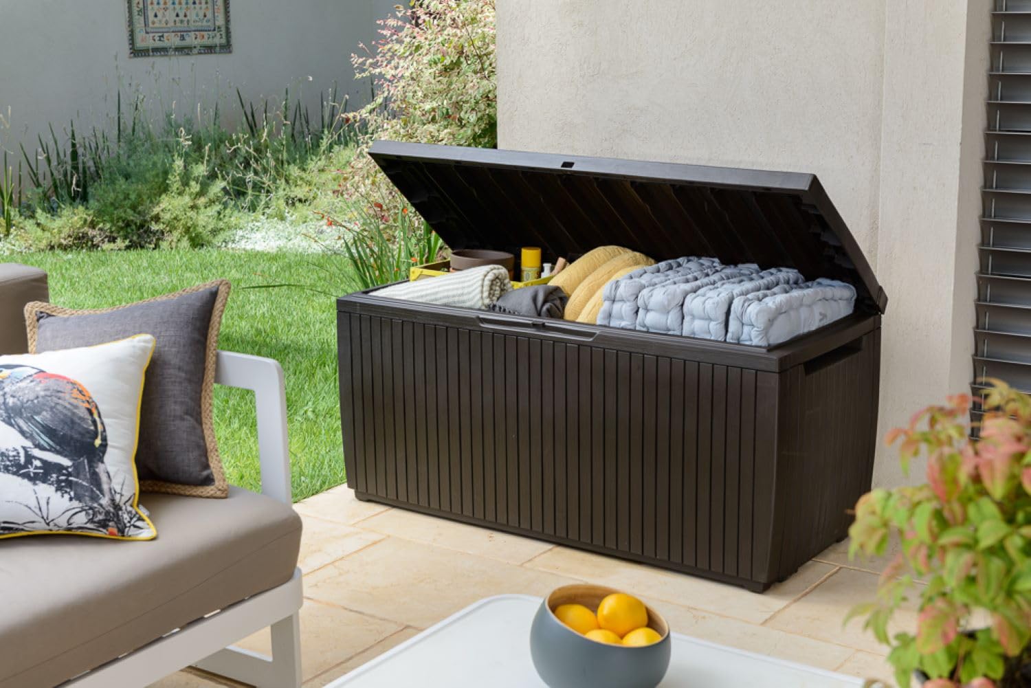 Springwood 80 Gallon Resin Outdoor Storage Box for Patio Furniture Cushions and Garden