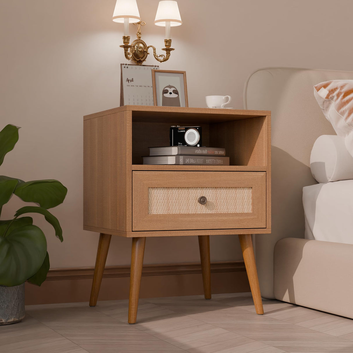 Wicker Rattan Stand, Rattan Stand with Drawer