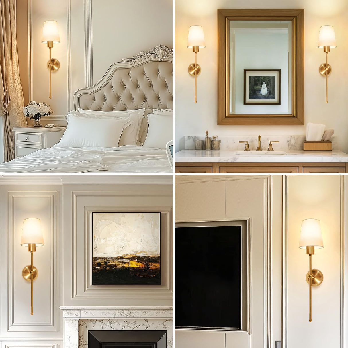 Battery Operated Wall Sconces Set of Two, Rechargeable Wireless Wall Sconces