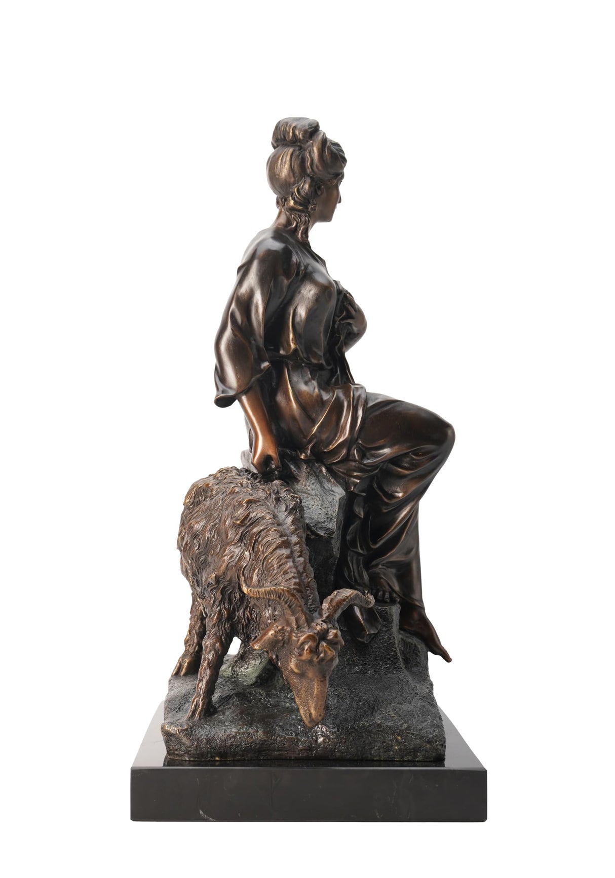 Handmade Bronze Statue of Shepherdess, French Classic Art Deco, Home Art Décor