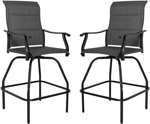 Patio Bar Set Swivel Bar Stools Outdoor Bistro Textilene Furniture Stability All-Weather Set