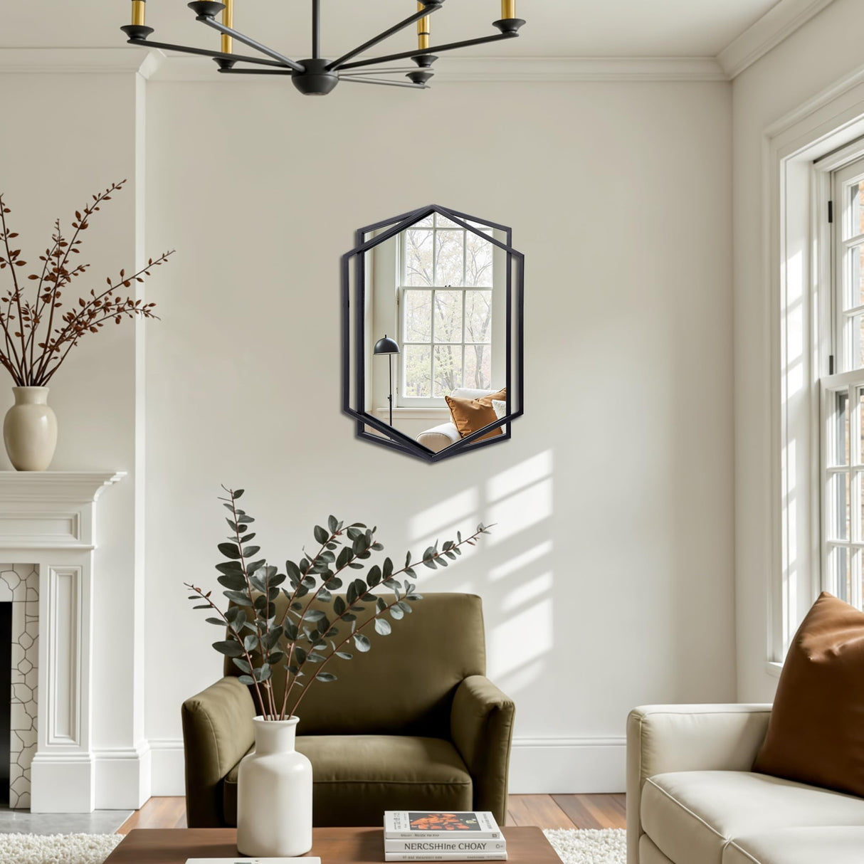 31.8x22 Inch Black Metal Frame Wall Mirror